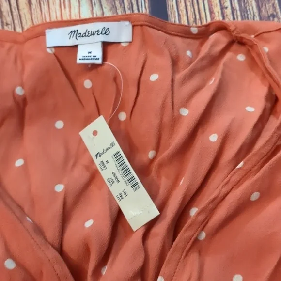 Madewell Sash-Tie Wrap Top in Polka Dot size medium - Picture 3 of 5